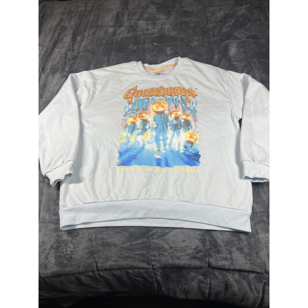Goosebumps Attack Of The Jack-O-Lantern Baby‎ Blue Graphic sweatshirt women's L